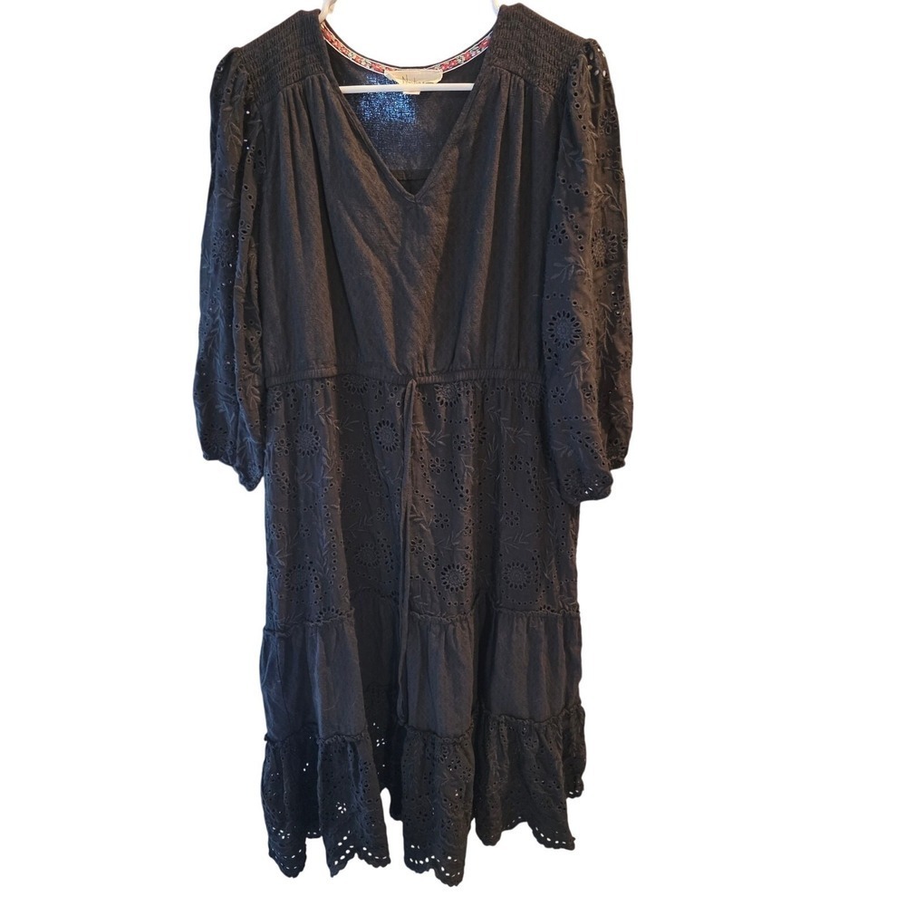 Nurture by Westbound Black Eyelet Cottage Core Midi Dress XL Womens Date Night